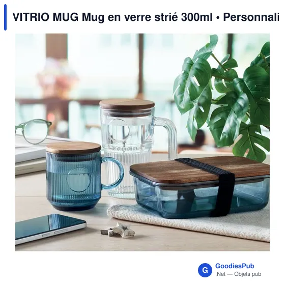 Mug en verre strié personnalisable avec logo - VITRIO MUG - Image 4