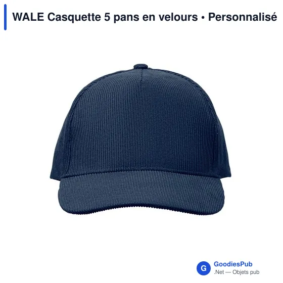Casquette personnalisable 5 pans en velours avec logo - WALE - Image 11