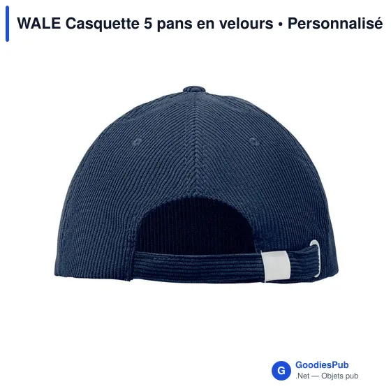 Casquette personnalisable 5 pans en velours avec logo - WALE - Image 12