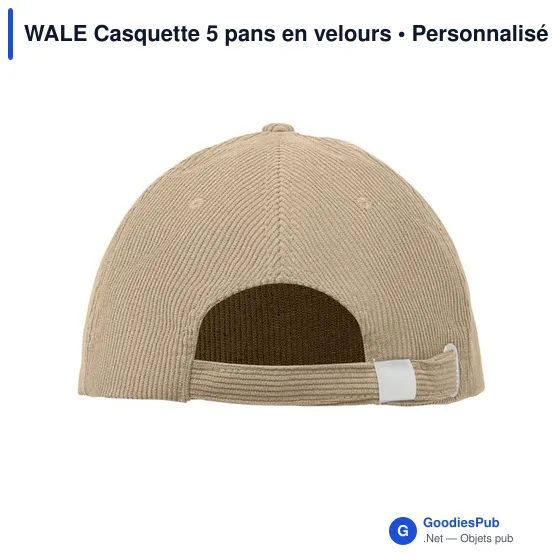Casquette personnalisable 5 pans en velours avec logo - WALE - Image 3
