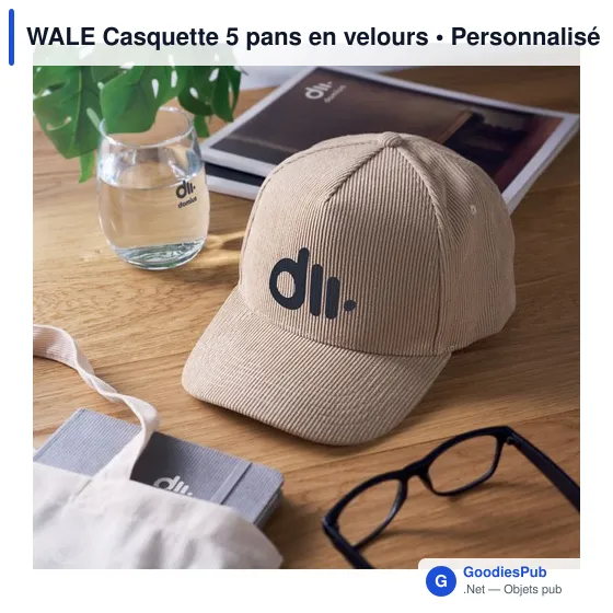 Casquette personnalisable 5 pans en velours avec logo - WALE - Image 4