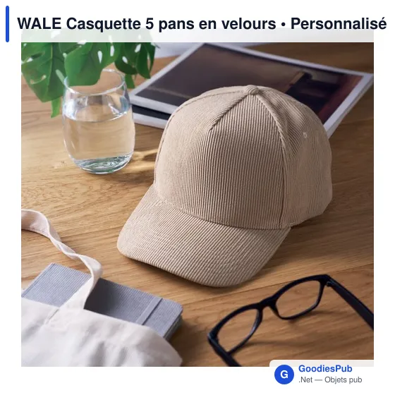 Casquette personnalisable 5 pans en velours avec logo - WALE - Image 5