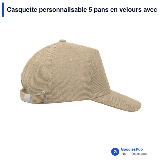 Casquette personnalisable 5 pans en velours avec logo - WALE - Image 6