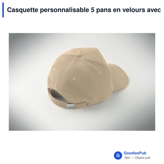 Casquette personnalisable 5 pans en velours avec logo - WALE - Image 7