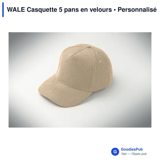 Casquette personnalisable 5 pans en velours avec logo - WALE - Image 9