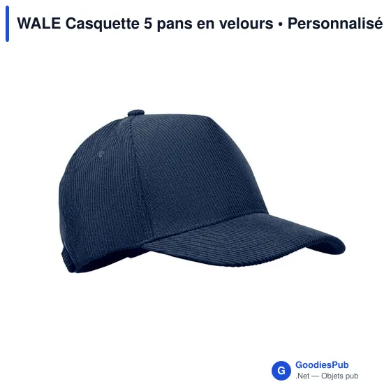 Casquette personnalisable 5 pans en velours avec logo - WALE - Image 10