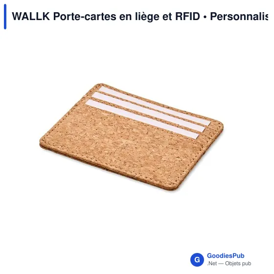 Porte-cartes personnalisable en liège avec protection RFID - WALLKavec logo - Image 1