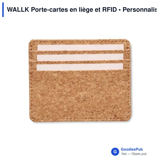 Porte-cartes personnalisable en liège avec protection RFID - WALLKavec logo - Image 3