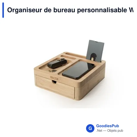 Organiseur de bureau personnalisable Walter Bamboo Big Dock 15W avec logo