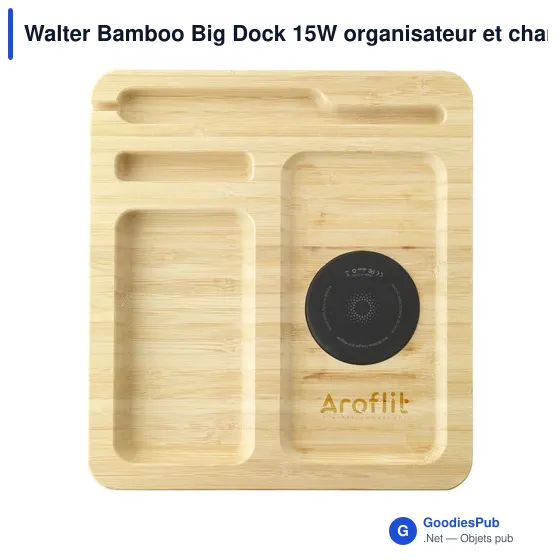 Organiseur de bureau personnalisable Walter Bamboo Big Dock 15W avec logo - Image 7