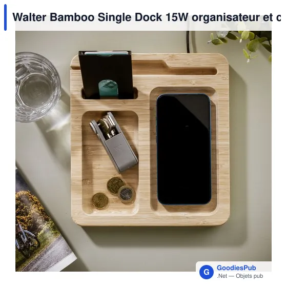 Organiseur de bureau personnalisable et chargeur sans fil 15W - Walteravec logo - Image 1
