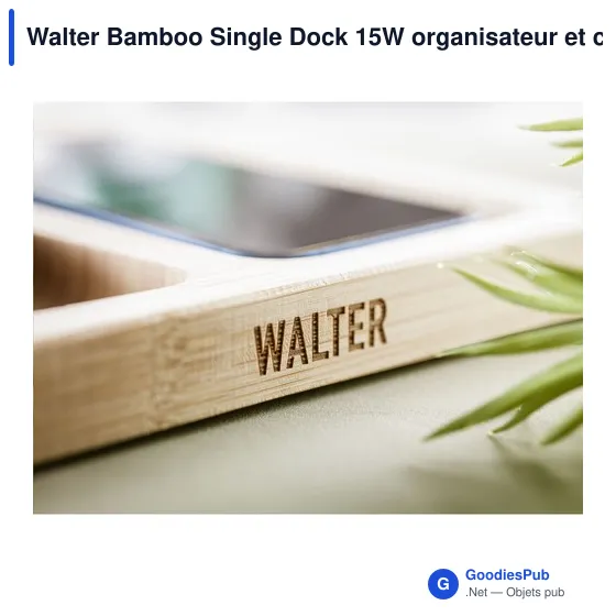 Organiseur de bureau personnalisable et chargeur sans fil 15W - Walteravec logo - Image 2