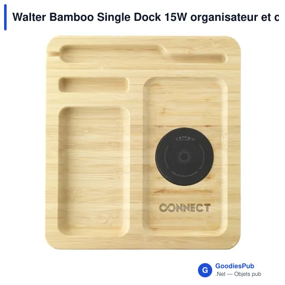 Organiseur de bureau personnalisable et chargeur sans fil 15W - Walteravec logo - Image 4