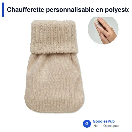 Chaufferette personnalisable en polyester tricot - WARMMUFFavec logo