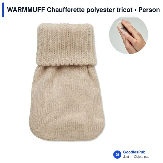 Chaufferette personnalisable en polyester tricot - WARMMUFFavec logo - Image 1