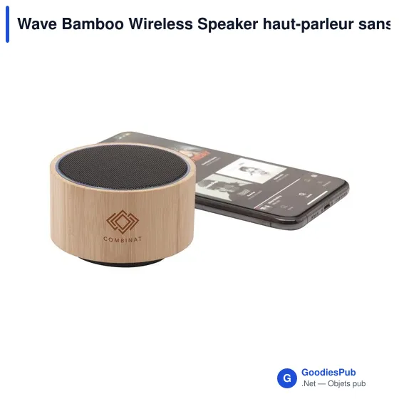 Haut-parleur sans fil personnalisable en bambou avec logo - Image 1