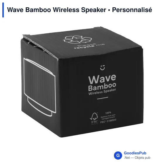 Enceinte sans fil personnalisable en bambou avec logo - Wave Bamboo - Image 3
