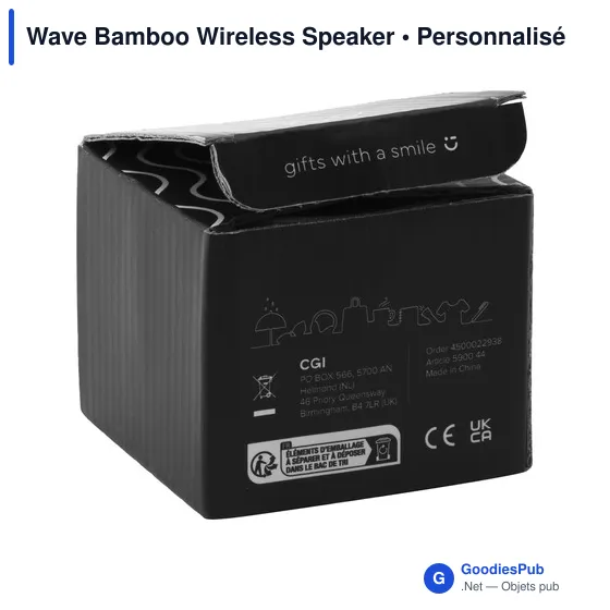 Enceinte sans fil personnalisable en bambou avec logo - Wave Bamboo - Image 4