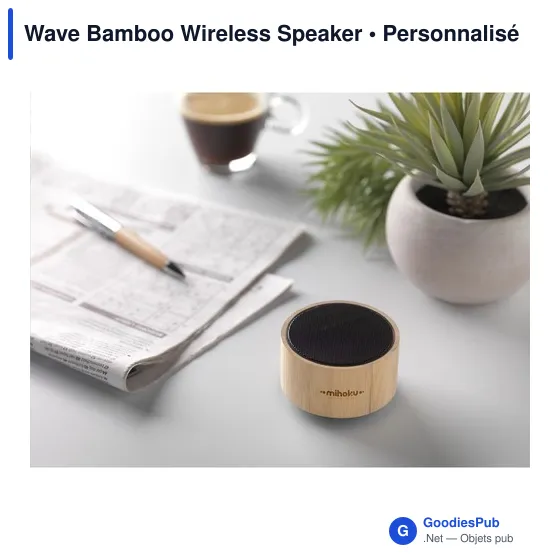 Enceinte sans fil personnalisable en bambou avec logo - Wave Bamboo - Image 7