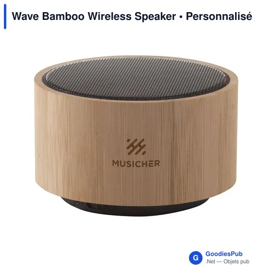 Enceinte sans fil personnalisable en bambou avec logo - Wave Bamboo - Image 8