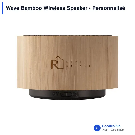 Enceinte sans fil personnalisable en bambou avec logo - Wave Bamboo - Image 9