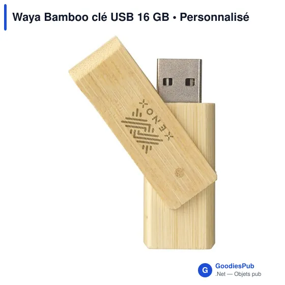 Clé USB personnalisable Waya Bamboo 16 Go avec logo - Image 2