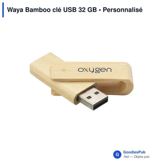 Clé USB personnalisable Waya Bamboo 32 Go avec logo - Image 3