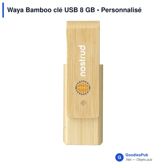 Clé USB personnalisable Waya Bamboo 8 Go avec logo - Image 1