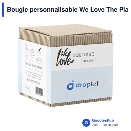 Bougie personnalisable We Love The Planet à la noix de coco avec logo