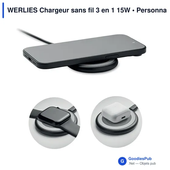 WERLIES Chargeur sans fil 3 en 1 15W - Image 2