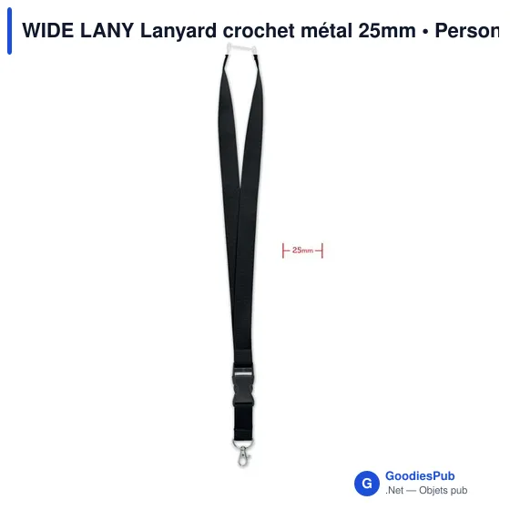 WIDE LANY Lanyard crochet métal 25mm - Image 1