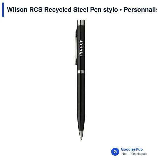 Stylo à bille personnalisable en acier inoxydable recyclé - Wilson RCSavec logo - Image 2