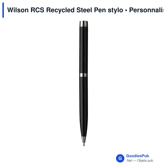Stylo à bille personnalisable en acier inoxydable recyclé - Wilson RCSavec logo - Image 3