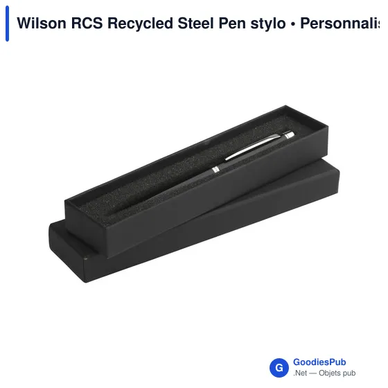 Stylo à bille personnalisable en acier inoxydable recyclé - Wilson RCSavec logo - Image 4