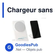Chargeur sans fil personnalisable 15 W en R-ABS avec logo - Support blanc - Miniature 1