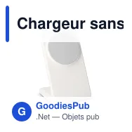 Chargeur sans fil personnalisable 15 W en R-ABS avec logo - Support blanc - Miniature 2