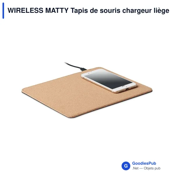 WIRELESS MATTY Tapis de souris chargeur liège - Image 3