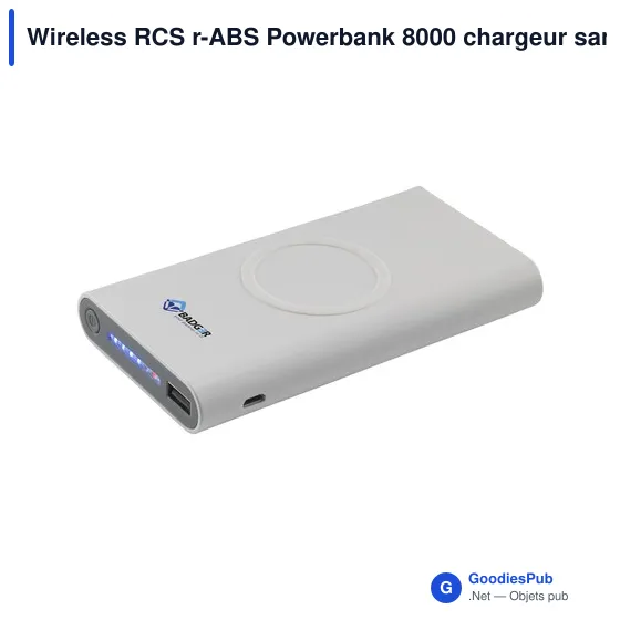 Chargeur sans fil personnalisable Wireless RCS r-ABS Powerbank 8000 avec logo - Image 1
