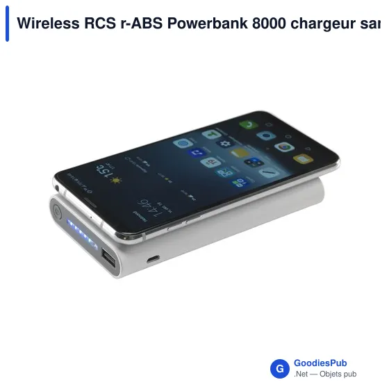 Chargeur sans fil personnalisable Wireless RCS r-ABS Powerbank 8000 avec logo - Image 2