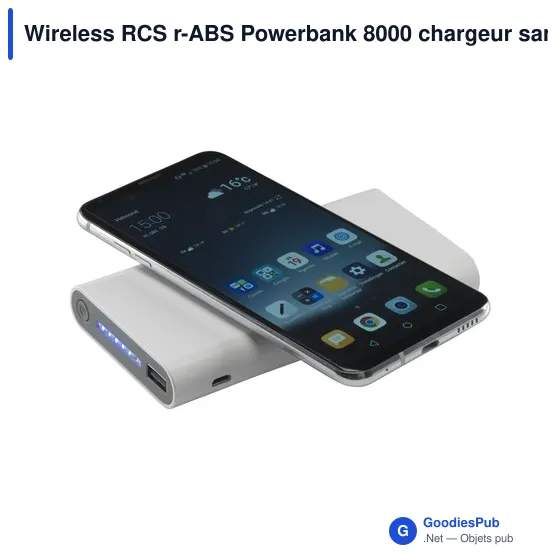 Chargeur sans fil personnalisable Wireless RCS r-ABS Powerbank 8000 avec logo - Image 3