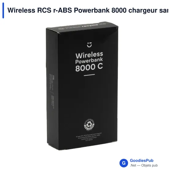 Chargeur sans fil personnalisable Wireless RCS r-ABS Powerbank 8000 avec logo - Image 4