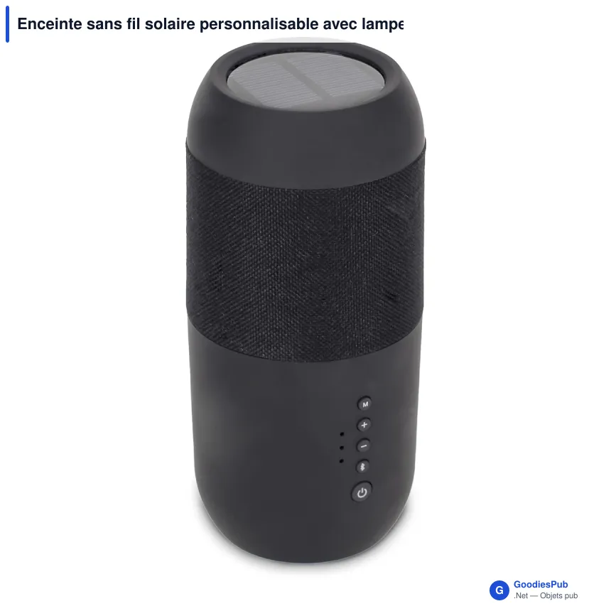 Enceinte sans fil solaire personnalisable avec lampe torche 2 x 5 W avec logo - IPX6 - Image 2