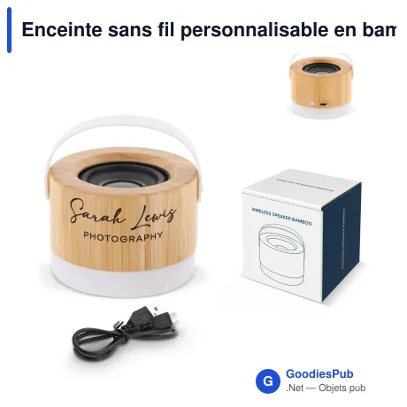 Enceinte sans fil personnalisable en bambou 3W avec logo - Bamboo