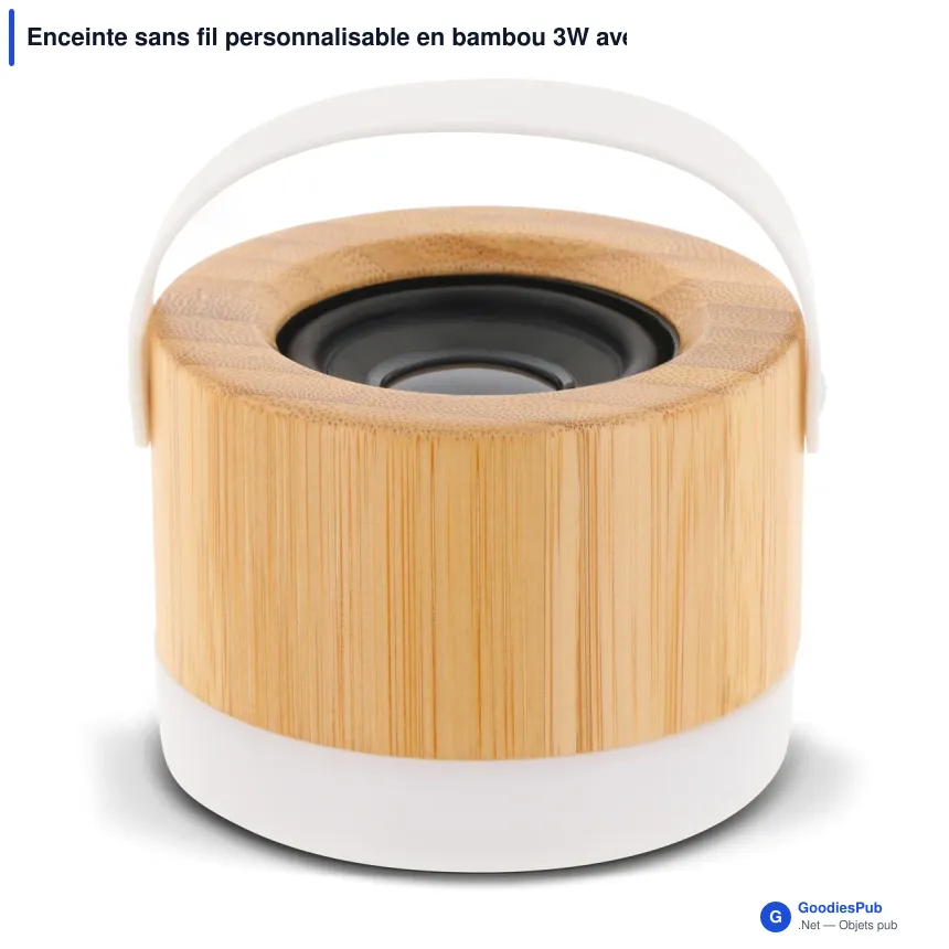 Enceinte sans fil personnalisable en bambou 3W avec logo - Bamboo - Image 2