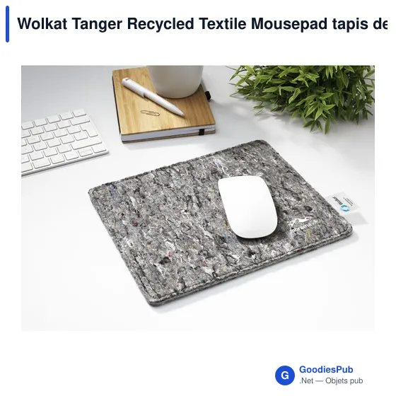 Tapis de souris personnalisable en textile recyclé avec logo - Wolkat Tanger - Image 2