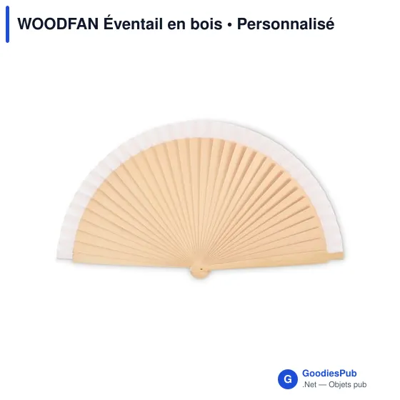 Éventail en bois personnalisable avec logo - WOODFAN - Image 1