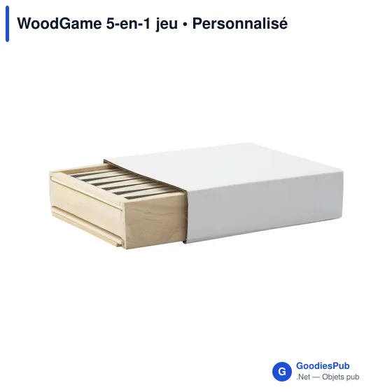 Jeu de société 5-en-1 personnalisable en bois avec logo - Image 3