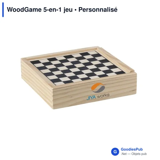 Jeu de société 5-en-1 personnalisable en bois avec logo - Image 5
