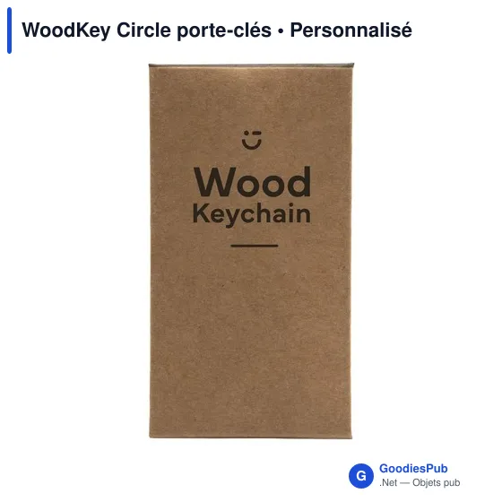 Porte-clés rond en bois personnalisable avec logo - WoodKey Circle - Image 1