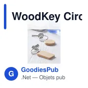 Porte-clés rond en bois personnalisable avec logo - WoodKey Circle - Miniature 2
